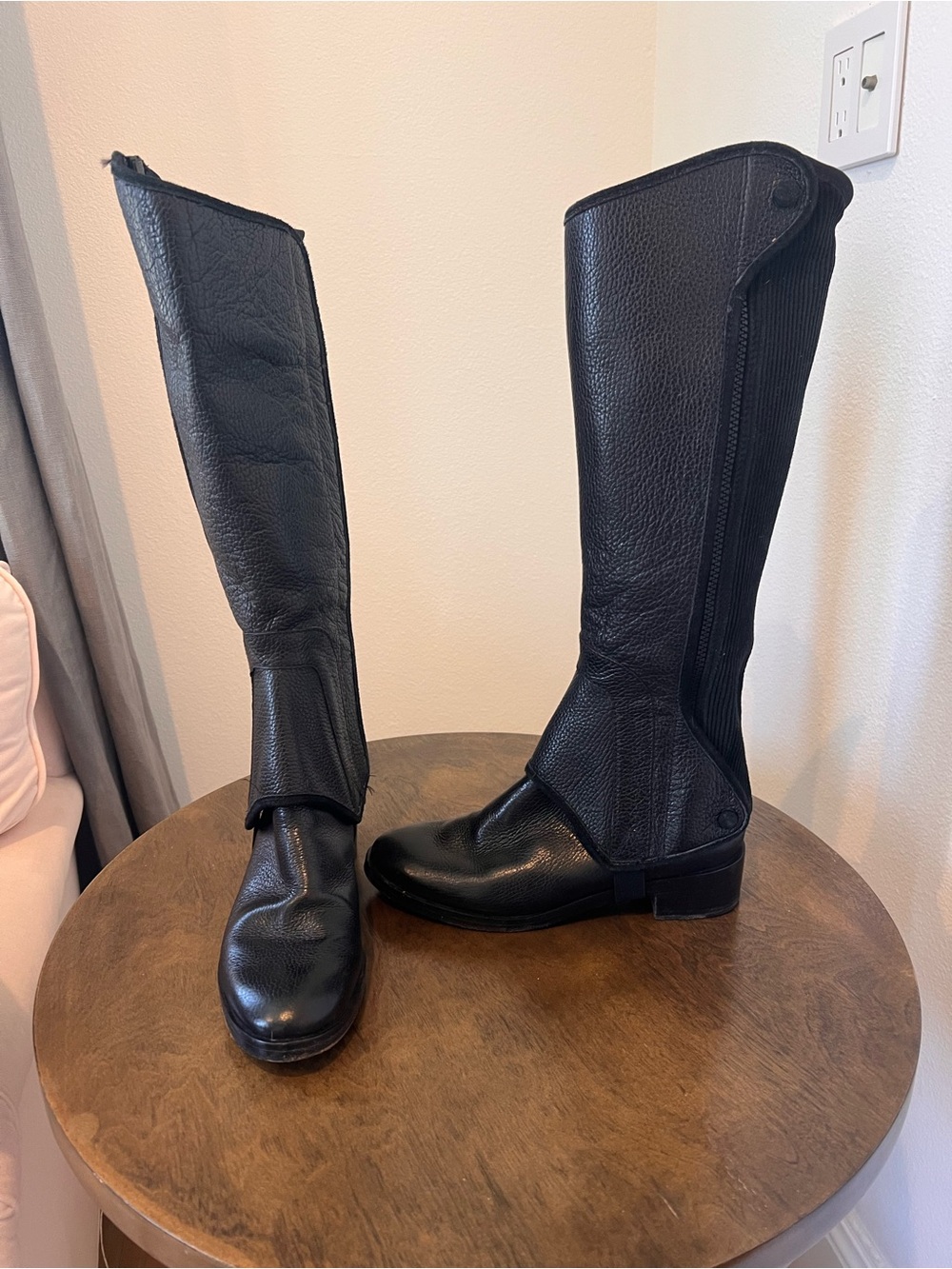 Tory Burch Classic Tall Black Leather Riding Boots Convert to Ankle Boots 7.5